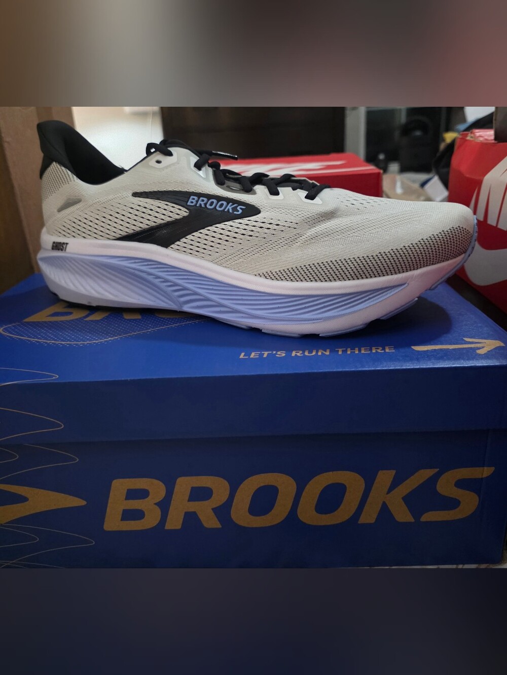 Brooks Men's Ghost 18 Running Shoes - White with Black Accents